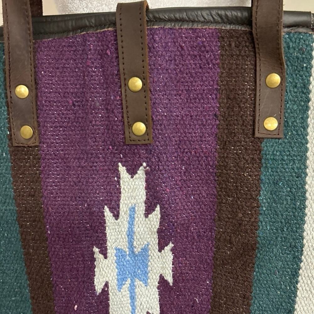 RAJ NWT Handwoven Cotton Fabric Crossbody Bag With Leather Straps - Picture 6 of 12